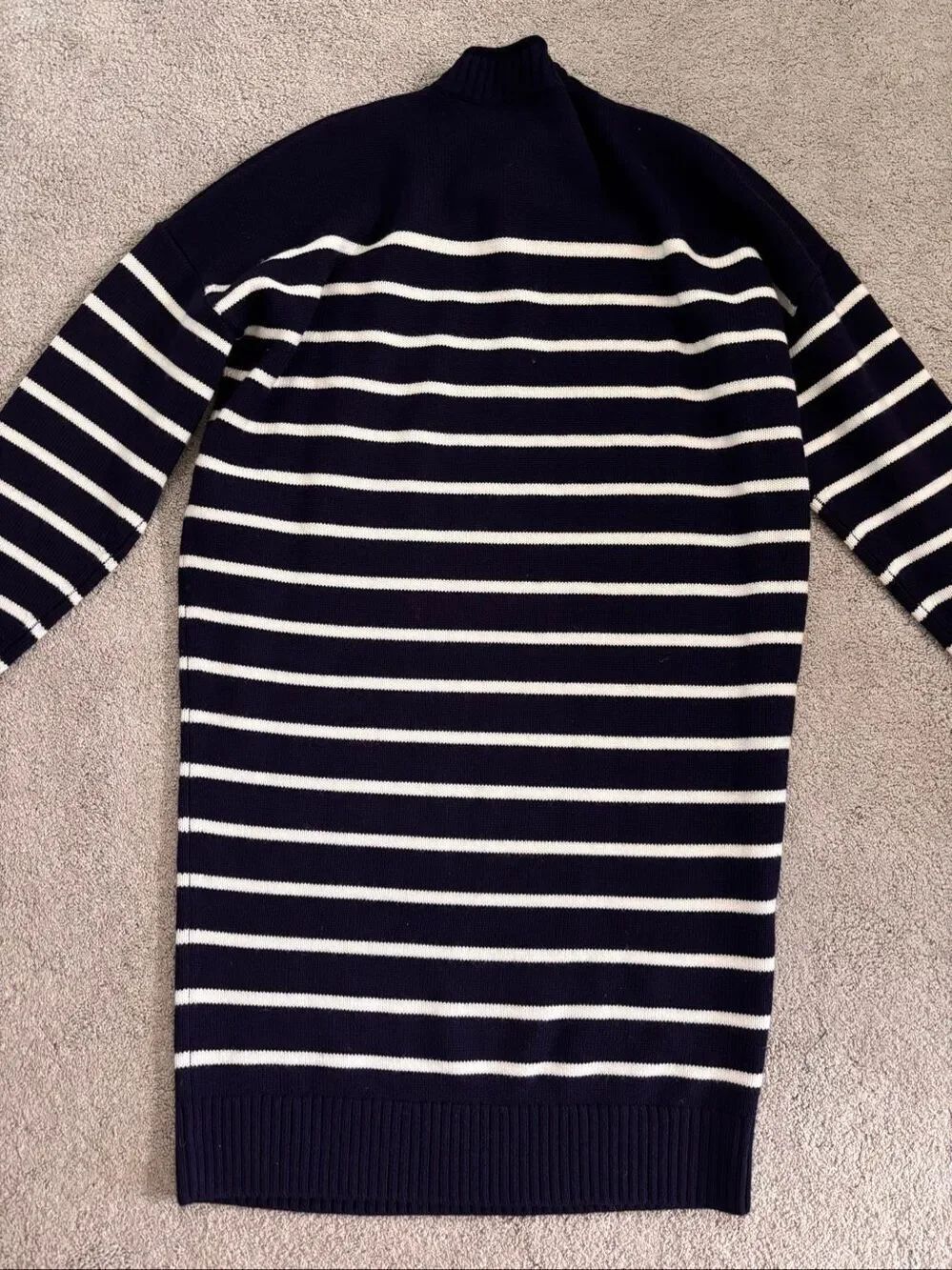 Ralph Lauren Navy & Cream Striped Wool Knit Sweater dress A46 - Picture 6 of 9